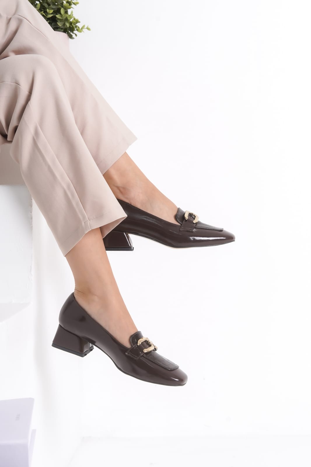 URBAN CHAIN™ 👞 — Mocassins vernis à talon bloc 5,5 cm 🔗