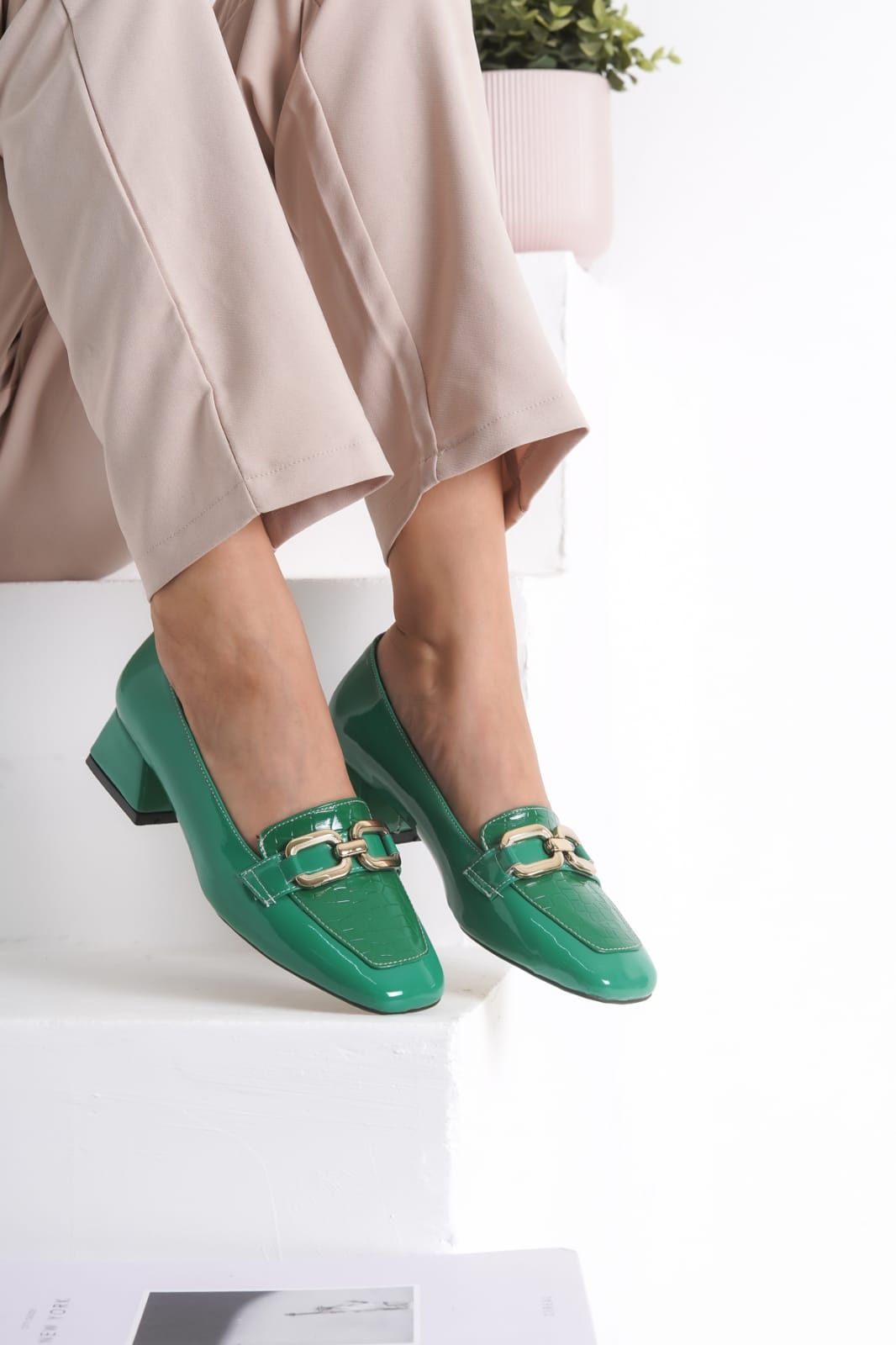 URBAN CHAIN™ 👞 — Mocassins vernis à talon bloc 5,5 cm 🔗